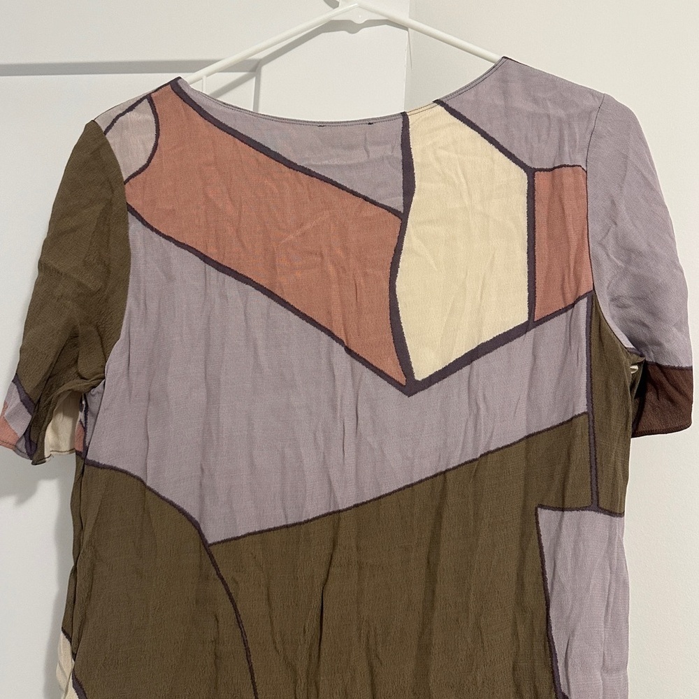 Aritzia Wilfred Tiegan Desert Abstract Print Short Sleeve Shift Dress Size Small - Picture 8 of 12